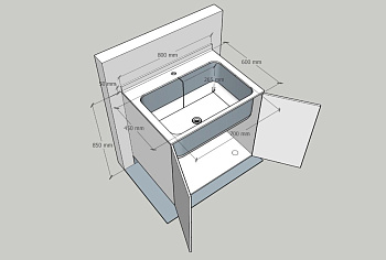 Ванна-мойка раковина для медицинского инвентаря 600х800х265 мм литьевой мрамор на тумбе, 23368 фото  в интернет-магазине Санкомп